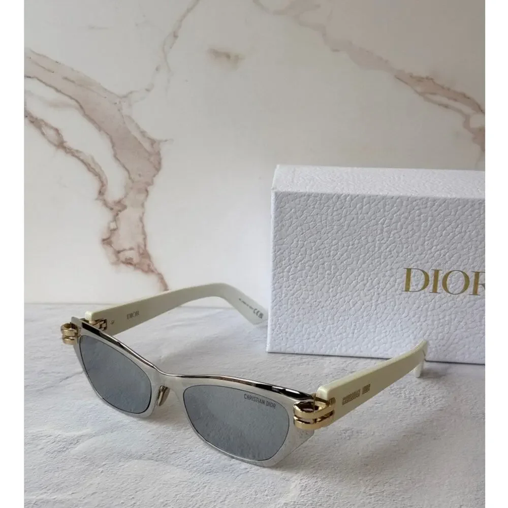NEW Dior CDior B3U Cat Eye Sunglasses in Silver Mirror $710